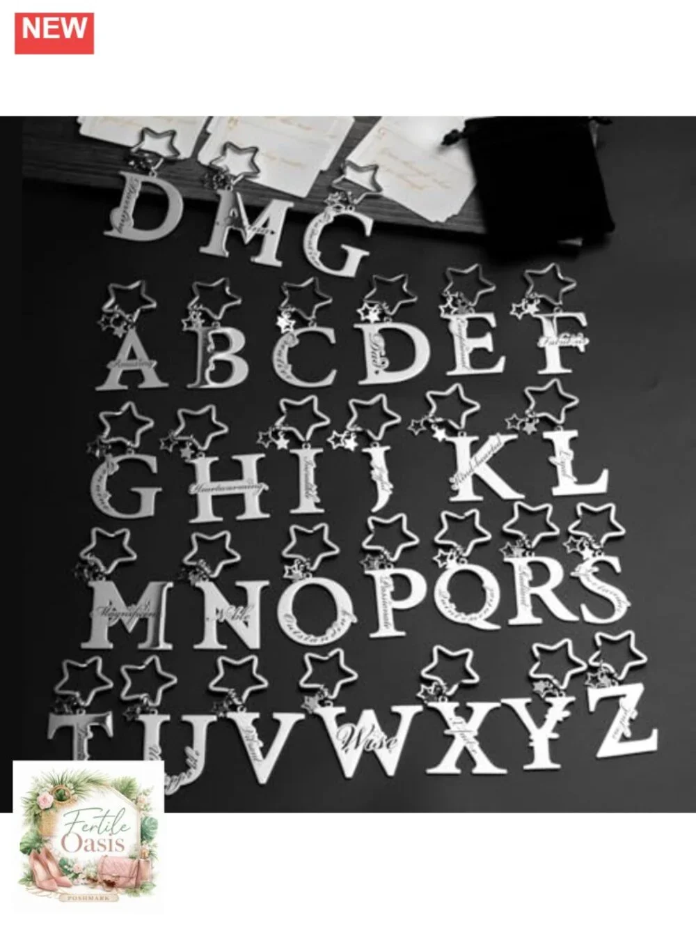 Stainless Steel Initial Letter Keychain Personalized Charm Gift